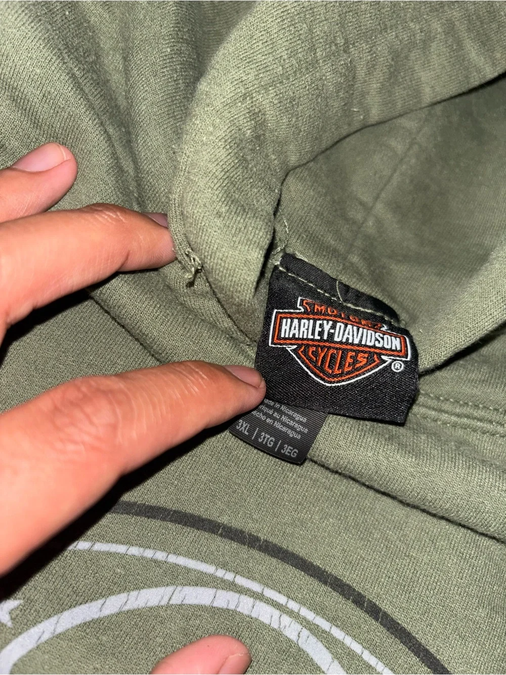 Harley-Davidson Green Pullover Hoodie Logo Graphic Print Pockets Mens 3XL